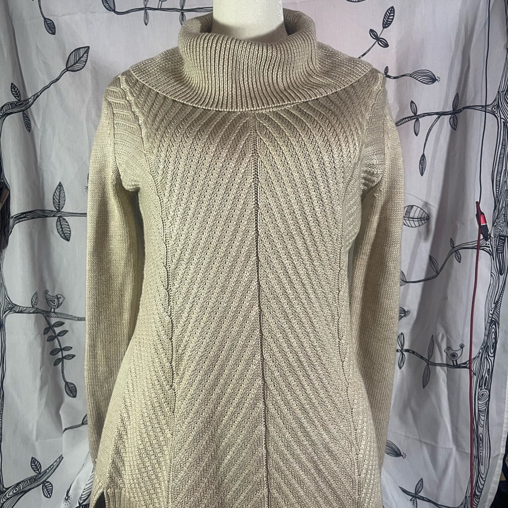 CK Taupe cowl neck sweater